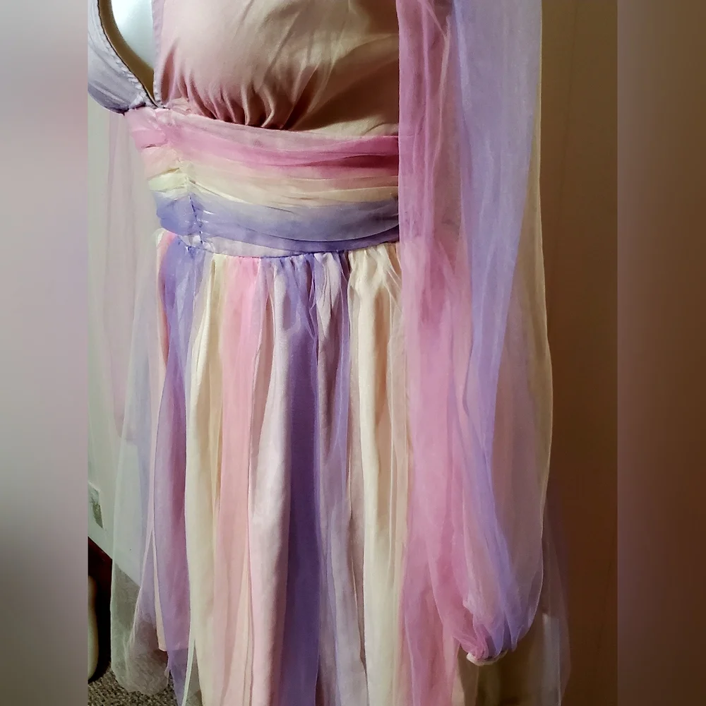 Whimsical Multicolor V-Neck Dress - Picture 3 of 7